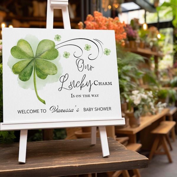 St Patricks Day Baby Shower Welcome Sign Lucky Charm Baby Shower Editable Template