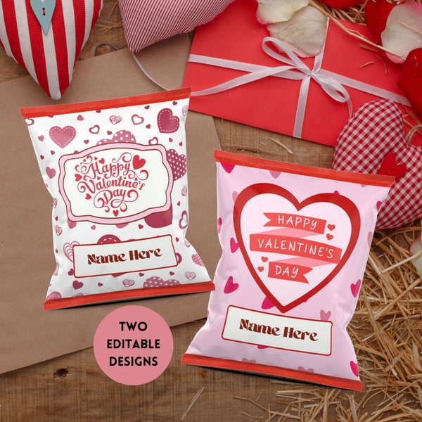 Valentine Treat Bags Custom Chip Bag Printable Chip Bag Instant Download