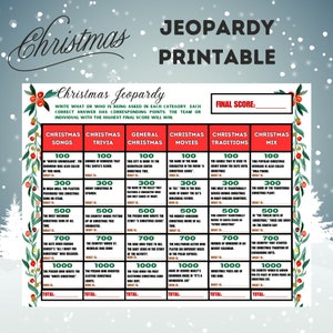 Christmas Jeopardy Printable Instant Download, Christmas Family games digital download