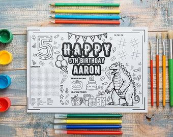 Dragon Party Favors Japanese Monster Birthday Party Theme Activity Mats