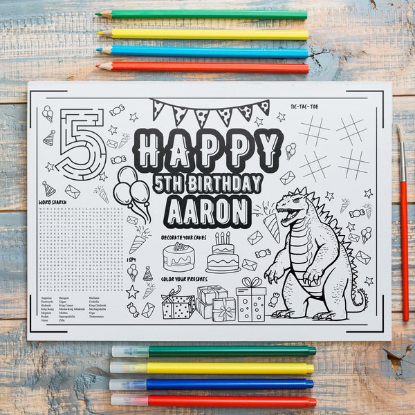 Dragon Party Favors Japanese Monster Birthday Party Theme Activity Mats