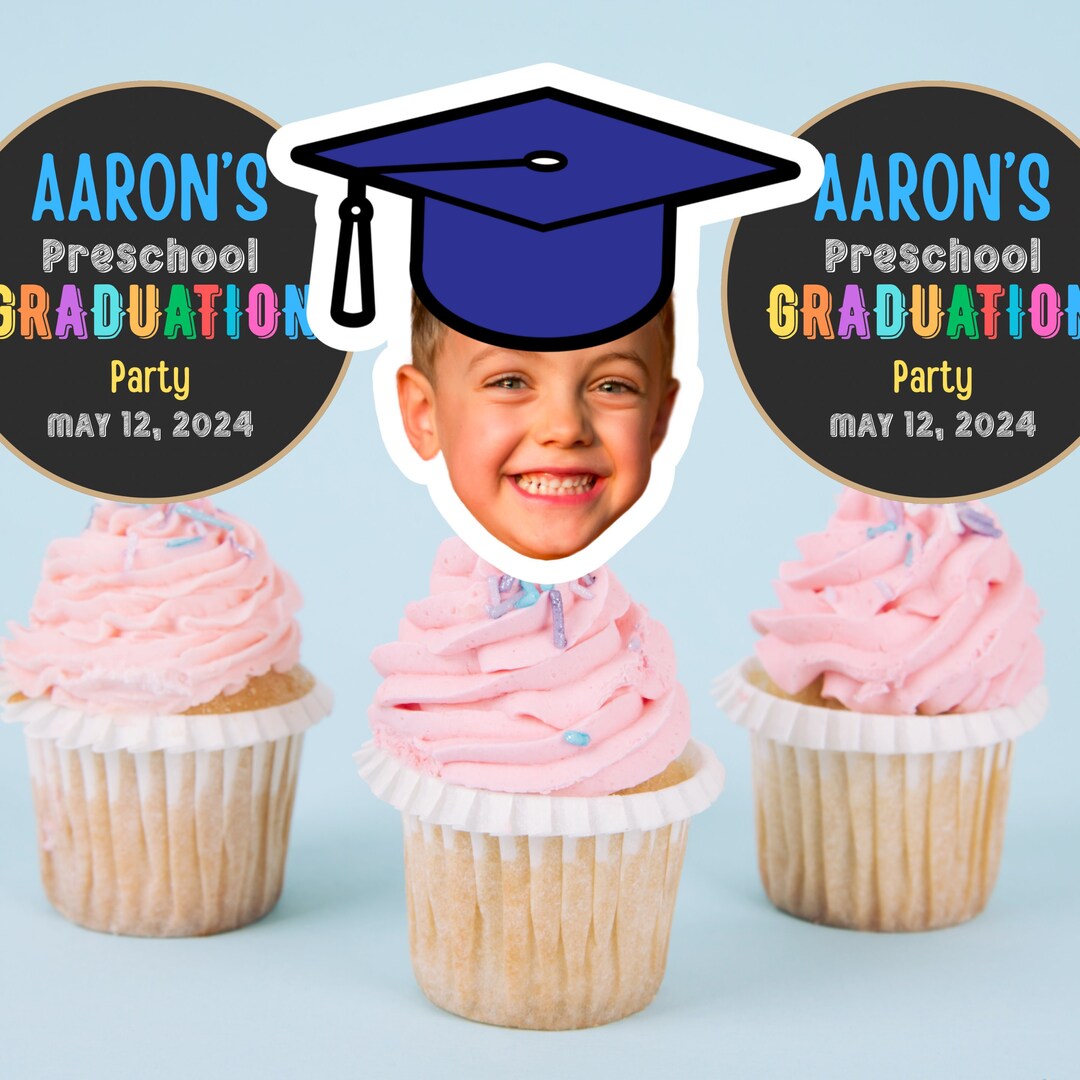 Preschool Graduation Party Favors Personalized Cupcake Topper Made to