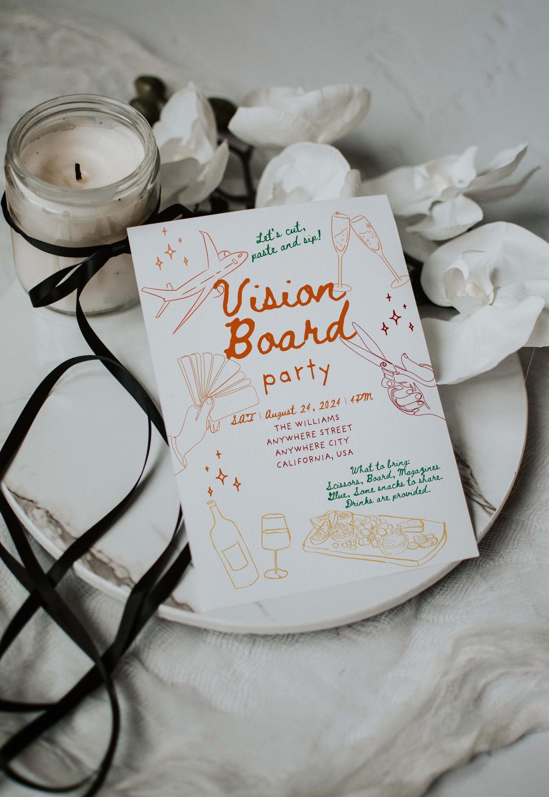 Vision Board Party Invitation Template Editable Canva Flyer Invite ...