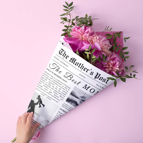 Mothers Day Newspaper Template Mothers Day Gift Mothers Day Bouquet Editable Template