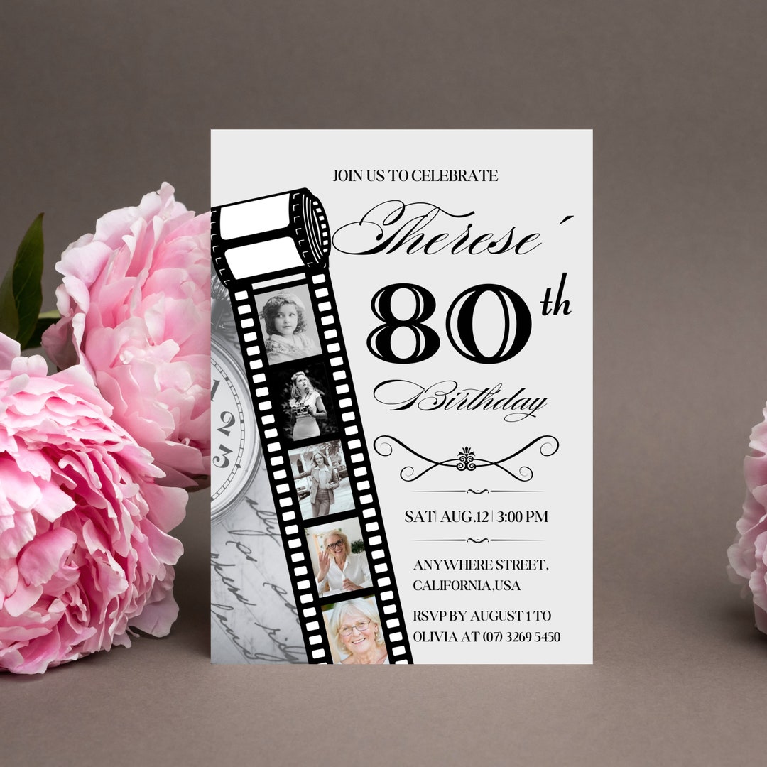 Tarjeta De 80 Cumpleaños Para Esposa – Pastel Y Flores En Tetera, Papel De Aluminio Brillante, 9x6.25