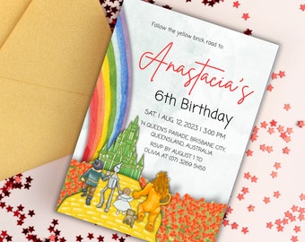 wizard of oz editable birthday invitation template, 1st birthday party