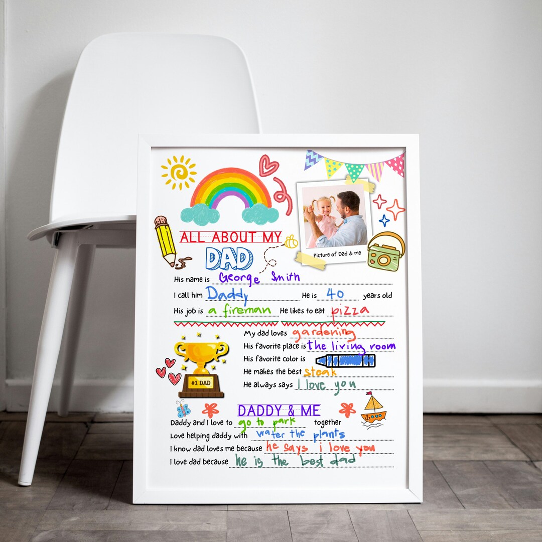 Fathers Day Questionnaire Printable All About My Dad Fathers Day Gift ...