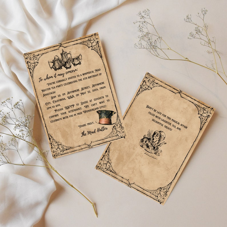 Mad Hatter Invitation Template Alice in Wonderland Invite Canva