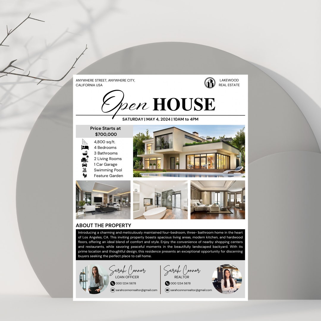 Open House Flyer Real Estate Editable Canva Template Printable and ...