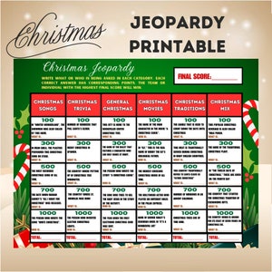 Christmas Jeopardy Printable Instant Download, Christmas Family Games ...