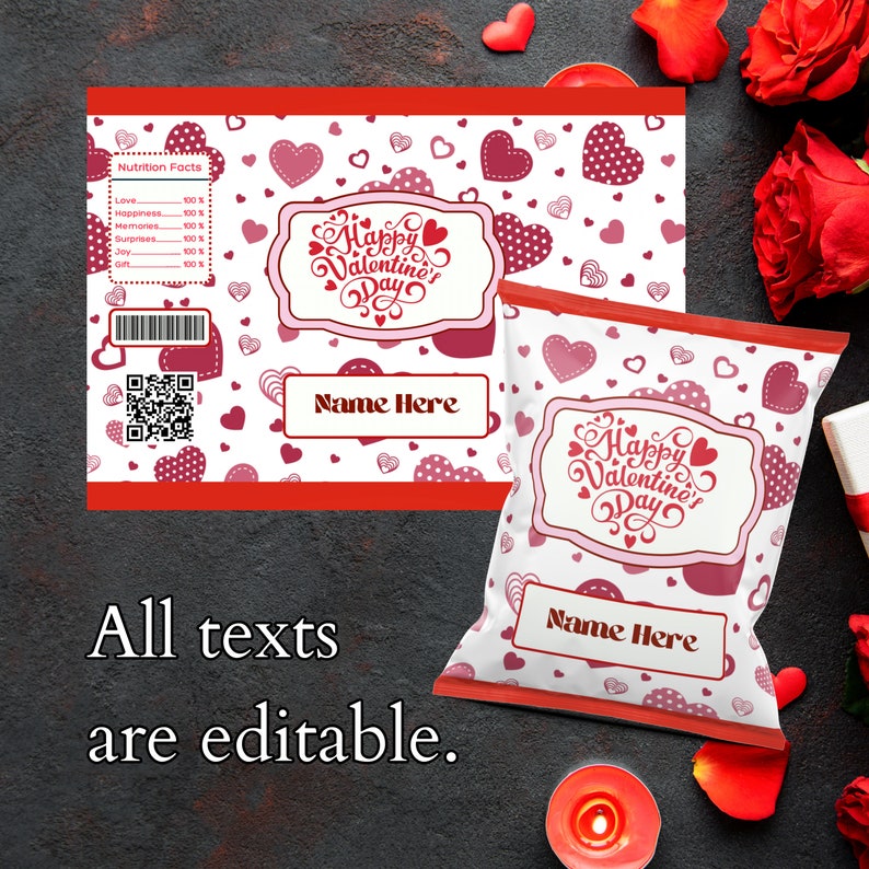 Valentine Chip Bags Custom Chip Bag Printable Chip Bag Instant Download Etsy