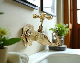 Unlacquered Brass Bridge Faucet – Vintage Elephant Spout Sink Mixer