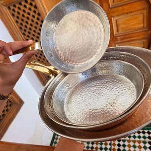 Handcrafted Red Copper Cookware Set, Antique & Vintage Design for Even Heat Distribution