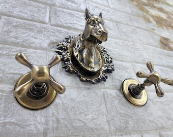 Vintage Horse Brass Faucet: Antique Bathroom Decor