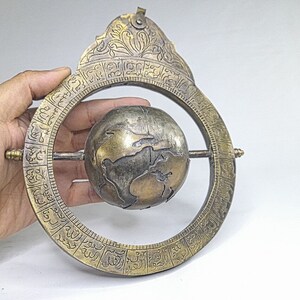 Brass Arabic Astrolabe Maritime Navigational Astrological Calendar shaped like a globe,Antique Astrolabe Authentic Vintage Astronomical