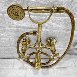 Vintage Brass Bathroom Faucet - Antique Brass Shower Faucet, Unlaquered Brass Finish, Retro Bathroom Fixture