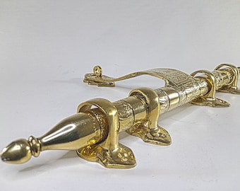 Unlacquered Brass Sliding Door Bolt: Moroccan Rustic Door Latch