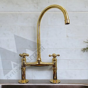 Unlacquered solid brass kitchen faucet, kitchen sink, sink faucet, brass sink faucet, brass kitchen faucet, faucet, sink faucet