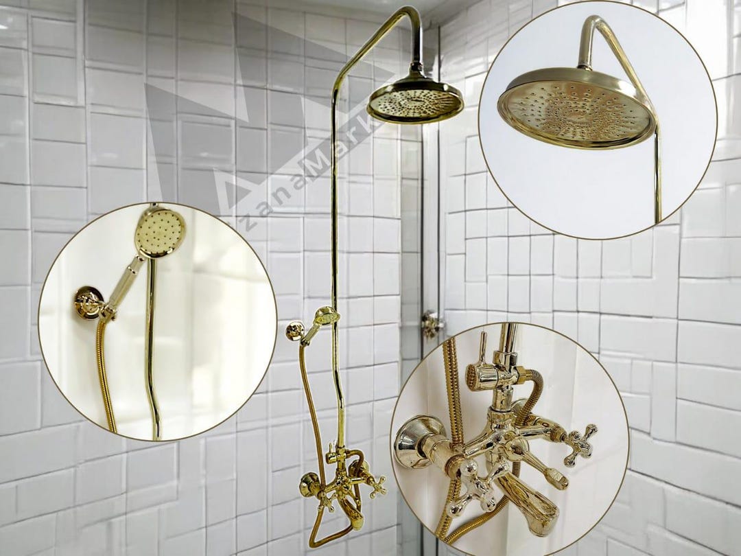 Classic Adjustable Brass Wall Mount Shower Set main image 1