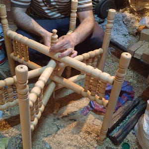 Traditional Wooden Tray Stand – Handcrafted Moroccan Cross Holder Made from Natural Wood
