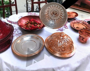 Embossed copper tagine, Moroccan tagine, copper taiffour, hand made copper tagine