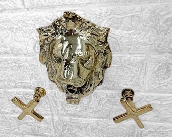 Vintage Brass Lion Head Bathroom Faucet - Antique Aged Finish