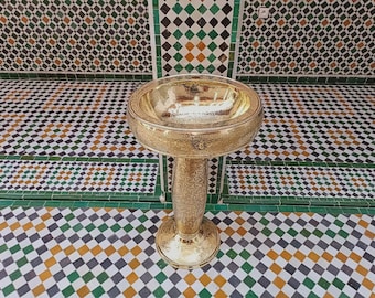 手作りの彫刻入り台座付き洗面器、イスラム教のウドゥー用シンク、モロッコ風バスルーム装飾、高級真鍮製洗面器
