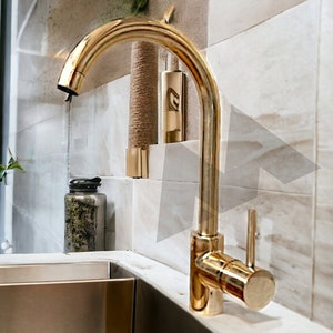 Hammered Curved Brass Bathroom Faucet with Simple Cross Handles, Uncoated Brass Faucet