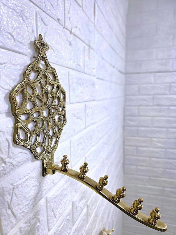 Handcrafted Unlacquered Brass Wall Hook – Vintage Coat Hook, Solid