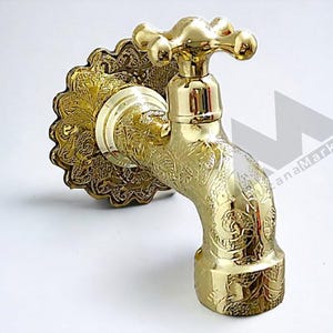 Unlacquered Brass Wall-Mounted Taps – Unlacquered Spigot Faucet for Indoor or Outdoor Use