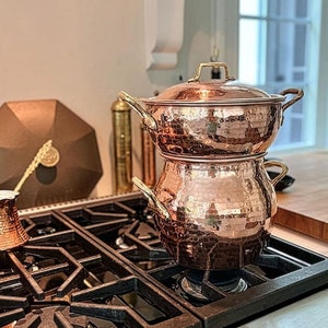 Moroccan Steamer Pot Cookware Couscoussier, Moroccan couscous group,Couscoussier Veggie 2 Tier copper Free gift on every order.FREE SHIPPING