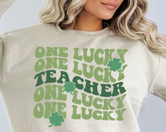 One Lucky Teacher SVG, St Patricks Day Shirt, One Lucky Shirt for teachers, DIY, Retro 70's SVG edit in Cricut, Silhouette Cut File