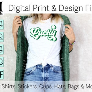 Lucky SVG, St Patricks Day Lucky Shirt, Retro Lucky SVG, Iers shirt voor leraren, Sharmrock SVG, gesneden bestanden Cricut, silhouet snijden bestand