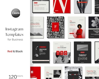 Red & Black Minimal Instagram Post and Stories Templates, Social Media Kit for Personal Brands, Content Creators, Entrepreneurs, Coaches