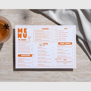 Editable Orange Restaurant Menu Template Set | Canva Design (Digital Download)