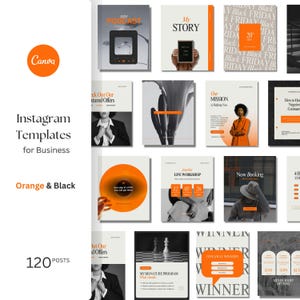 Orange Podcast Instagram Templates: Modern Social Media Kit (Canva Editable) (Digital Download)
