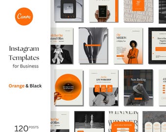 Orange Podcast Instagram Templates: Modern Social Media Kit (Canva Editable) (Digital Download)
