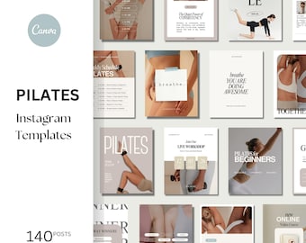 Pilates Instagram Templates: Social Media Content for Instructors Neutral Beige Feed