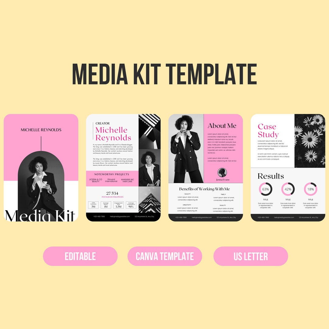 Pink Media Kit Template for Influencers, Content Creators, Authors ...