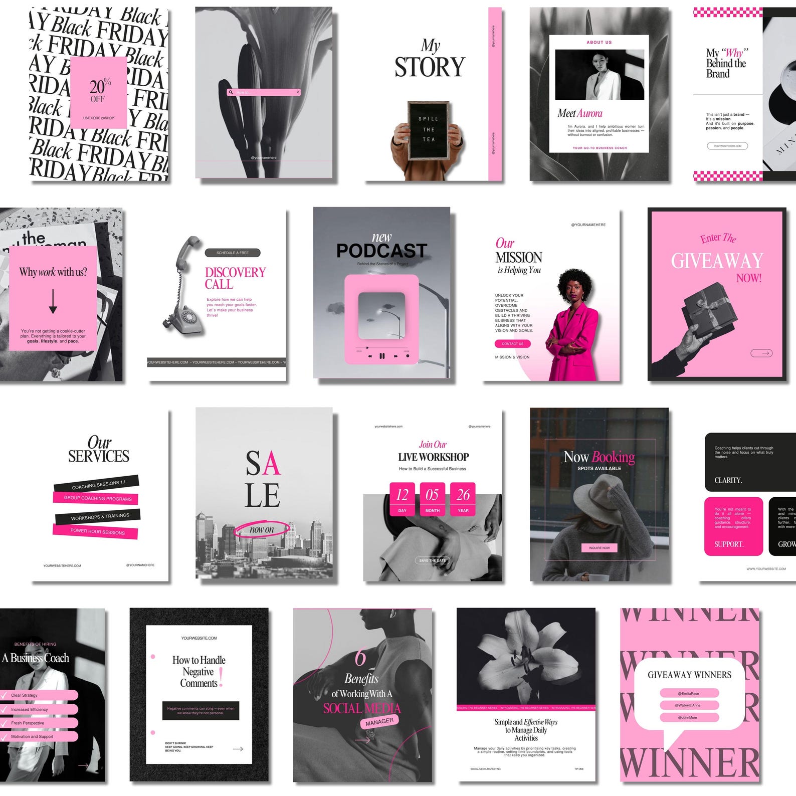 Pink Instagram Templates: Modern Social Media Posts & Story Covers ...