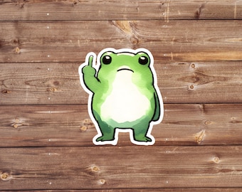 Middle Finger Frog Sticker: Sarcastic Waterproof Vinyl Decal