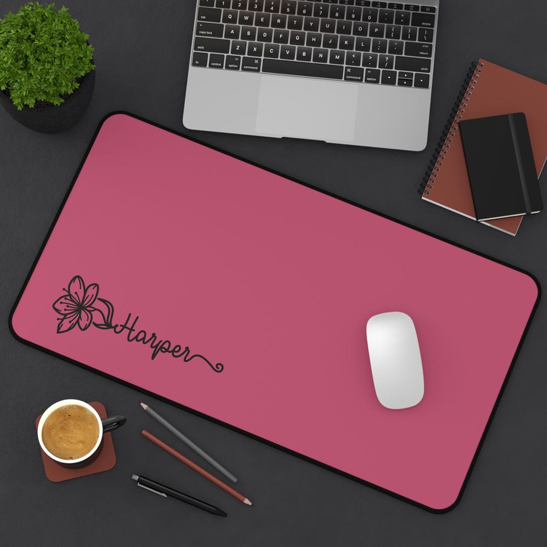 Swash Mouse Custom Name Flower Swash Deskmat, Personalized Message XL Mouse Pad for ...