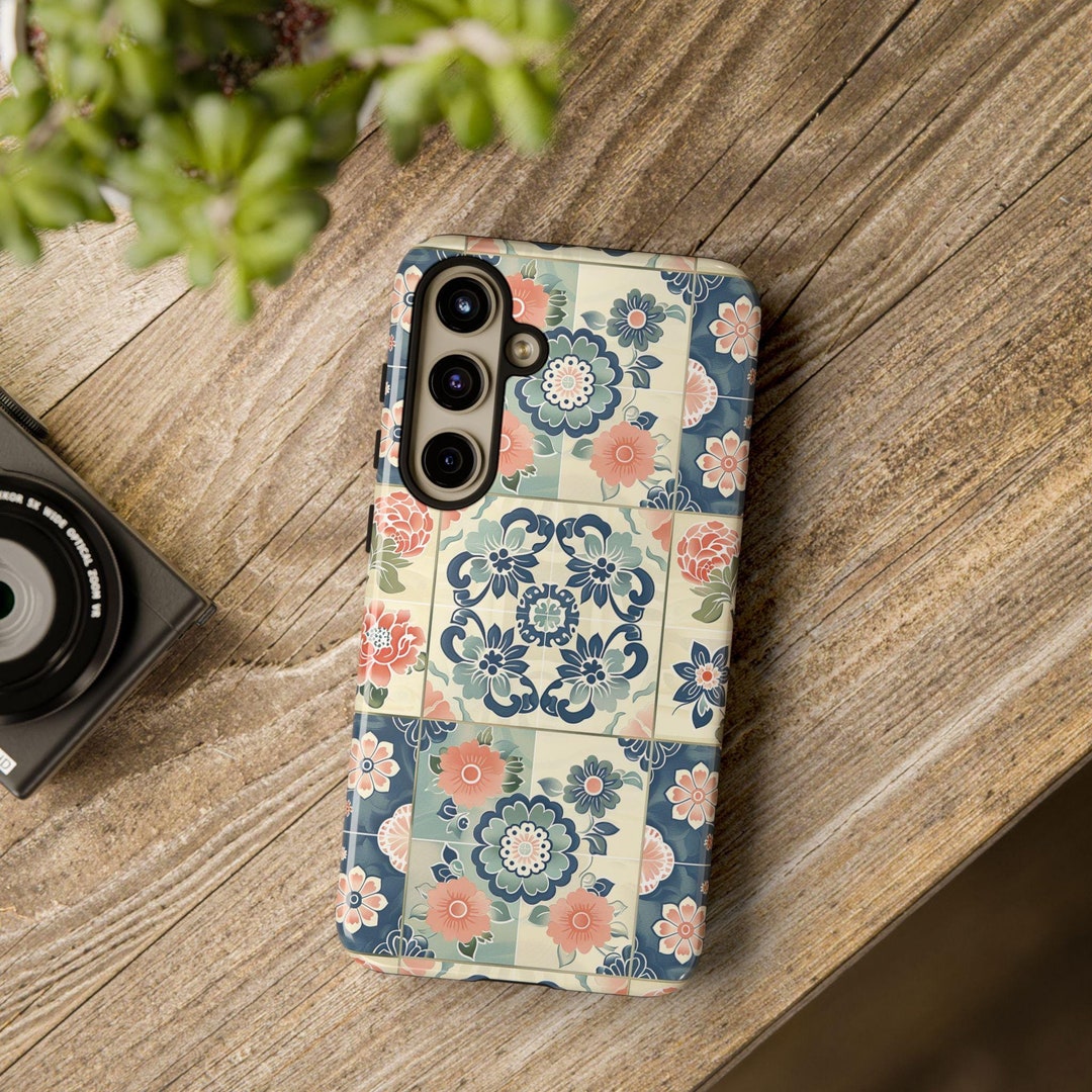 Tile Phone Case Floral Mosaic Tile Phone Case, Kawaii Japanese Style - Etsy