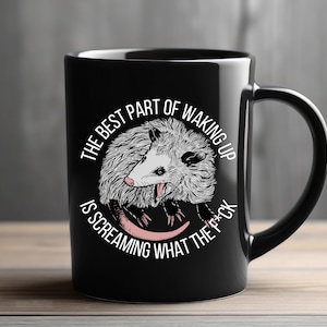 Screaming Opossum Ceramic Mug: Trashcore Coffee Cup