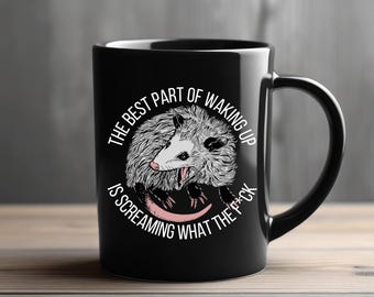 Taza de cerámica de la zarigüeya gritona: taza de café de Trashcore