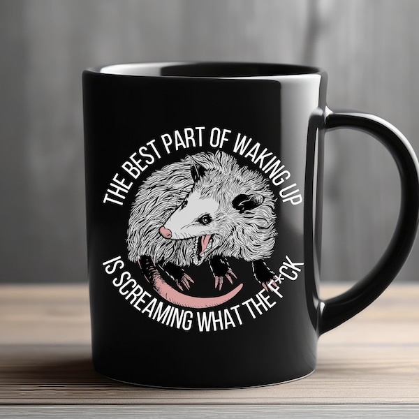 Screaming Opossum Ceramic Mug: Trashcore Coffee Cup