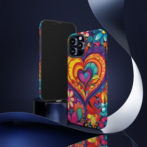 Colorful heart love phone case, Iphone case for 14 13 12 11 Xr X Xs 8 7, Samsung Galaxy, Google Pixel, valentines day phone case