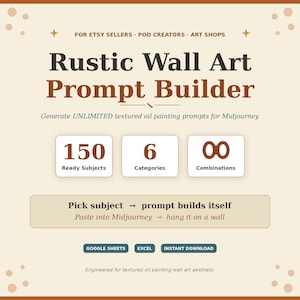 Rustic Oil Painting Prompt Builder | Midjourney Wall Art Generator (Google Sheets)