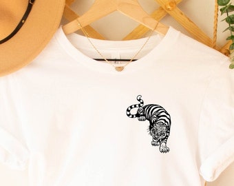 Tiger Shirt im Taschenformat, ästhetisches Tiger Shirt, Geschenk für Männer und Frauen, inspirierendes Shirt, Damen Tiger Shirt, süßes Tiger T-Shirt, Tiergeschenk