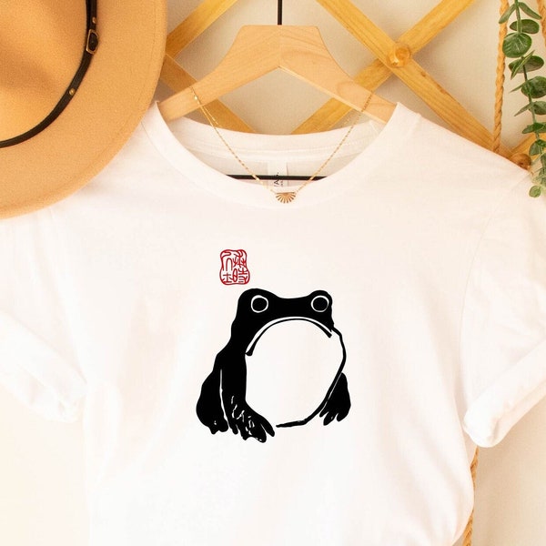 Japanese Frog Matsumoto Hoji Toad Shirt, Unimpressed Frog Lover Shirt, Cottagecore Japanese Aesthetic, Grumpy Frog Shirt,Matsumoto Hoji 松本奉時